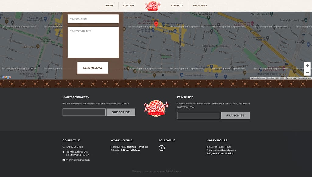 Desarrollo web para Mary Joe's Bakery