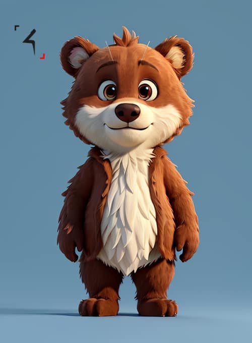 Ilustración en 3D de un oso animado